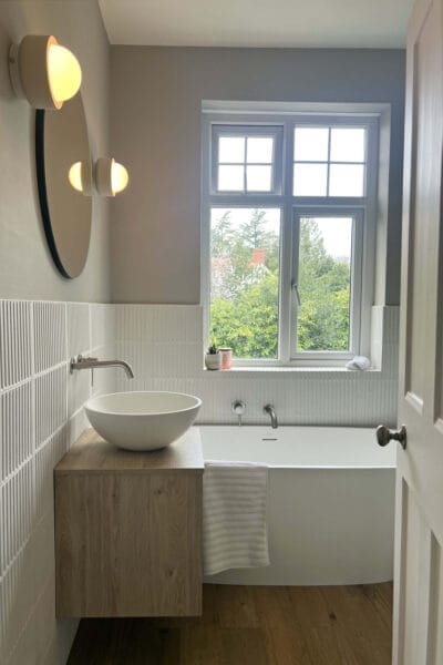 Contemporary bathroom design by Megan Ace Interiors in Worcester