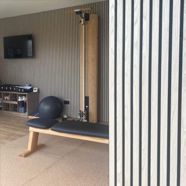 Modern home gym conversion in Worcester by Megan Ace Interior Design