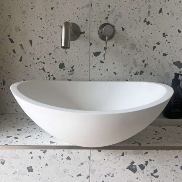 Modern en-suite bathroom for home gym in Worcester by Megan Ace Interiors