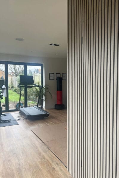 Modern home gym conversion in Worcester by Megan Ace Interior Design